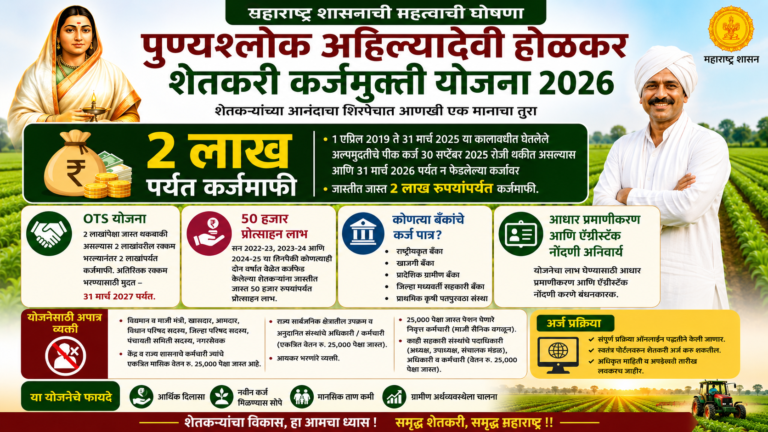 पुण्यश्लोक अहिल्यादेवी होळकर शेतकरी कर्जमुक्ती योजना 2026